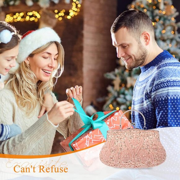 Evening Clutch Bag for Women Vintage Beaded Sequin Handbag Bridal Wedding Purse - Picture 6 of 8